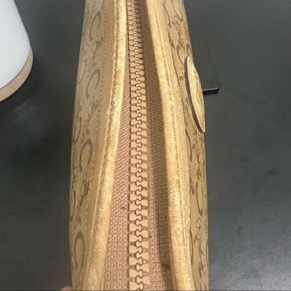 CELINE Vintage Macadam Brown Coated Canvas Clutch Pouch Cosmetic Bag - Picture 8 of 12